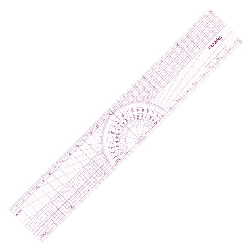 KEARING Plastic Clear Graph Ruler, Multi-Purpose Pattern Grading Ruler, 30cm & 12", Dual Metric and Imperial Scale for Sewing, Quilting, and Pattern Making - Image 1